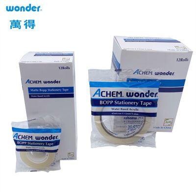 Pembungkus Hadiah BOPP Clear Stationery Tape 15mm lebar Score Cut Type Untuk Sekolah