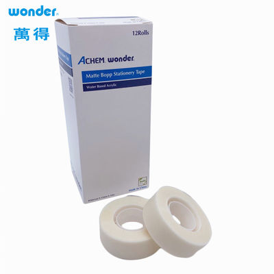 Matte White BOPP Stationery Tape Untuk Menulis Easy Tear Acrylic Adhesive