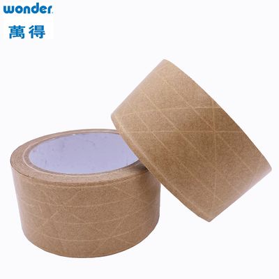 Tape pengemasan kertas kraft yang memperkuat garis Ketebalan 0,130mm Untuk kotak karton