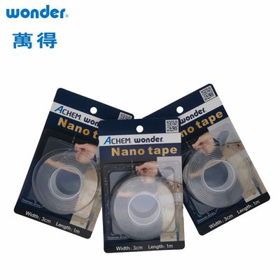 Tape nano transparan yang kuat dan dapat digunakan kembali untuk aplikasi rumah tangga dan industri, ketebalan 2 mm